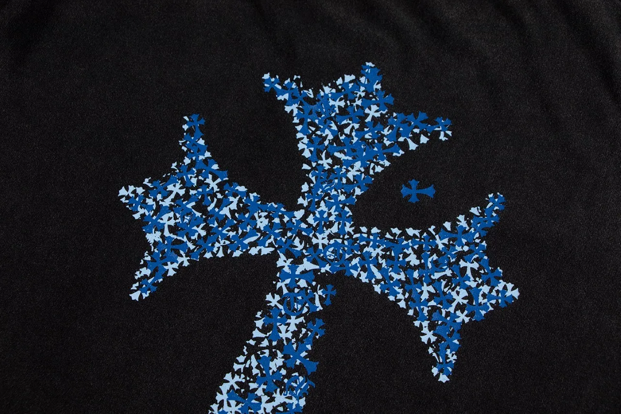 P150 Chrome Hearts Chrome Hearts Gradient Cross Short Sleeve Size: SMLXL Color: Black White
